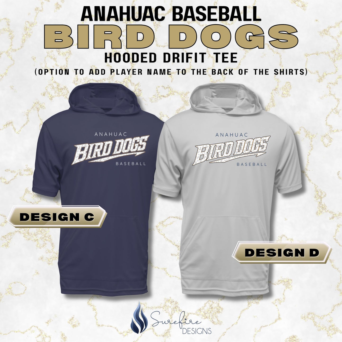 Anahuac Bird Dogs Baseball Hooded Drifit Tee - PREORDER