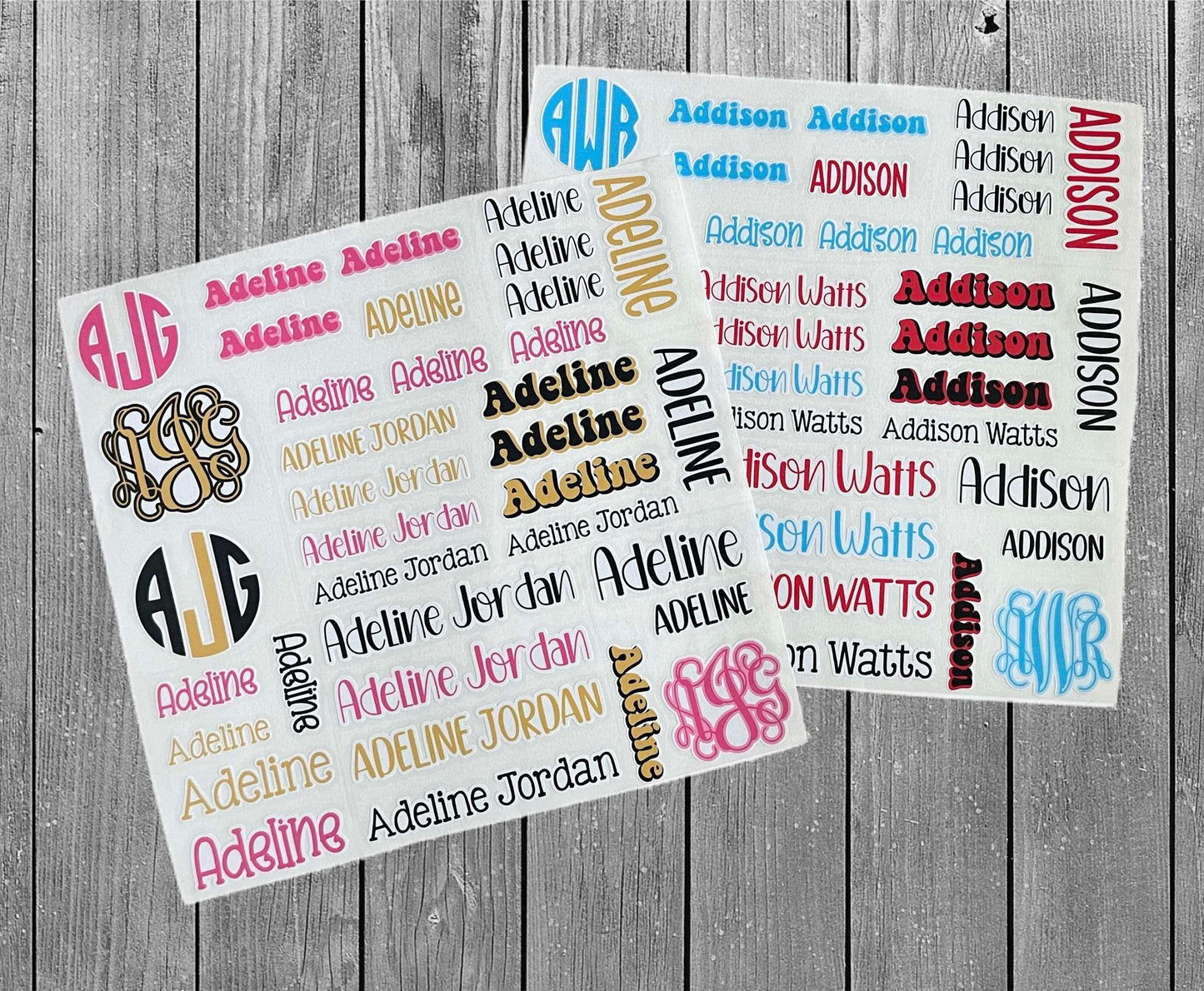 Custom Name Sheets