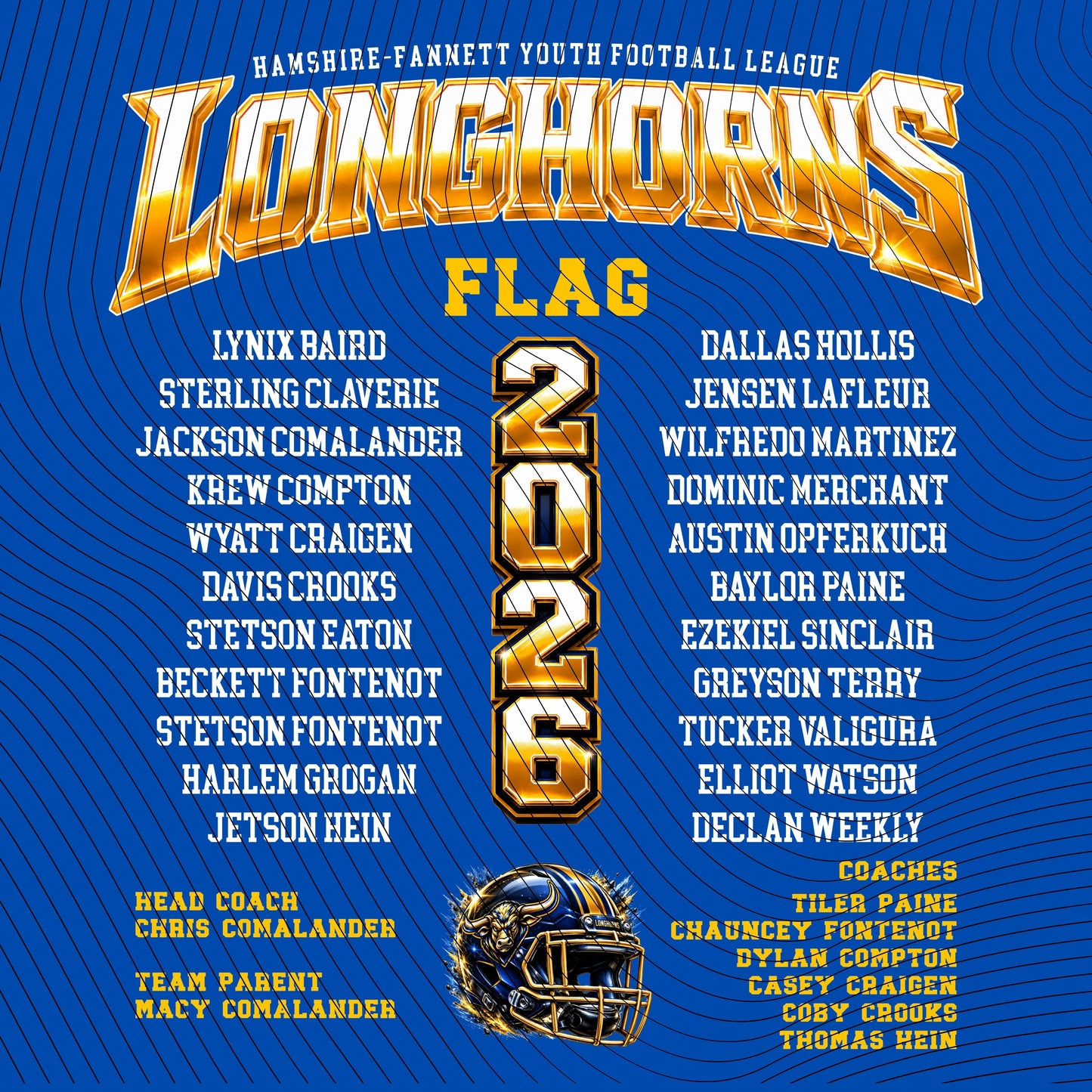 HFYFL 2026 FLAG Roster Shirt - PREORDER
