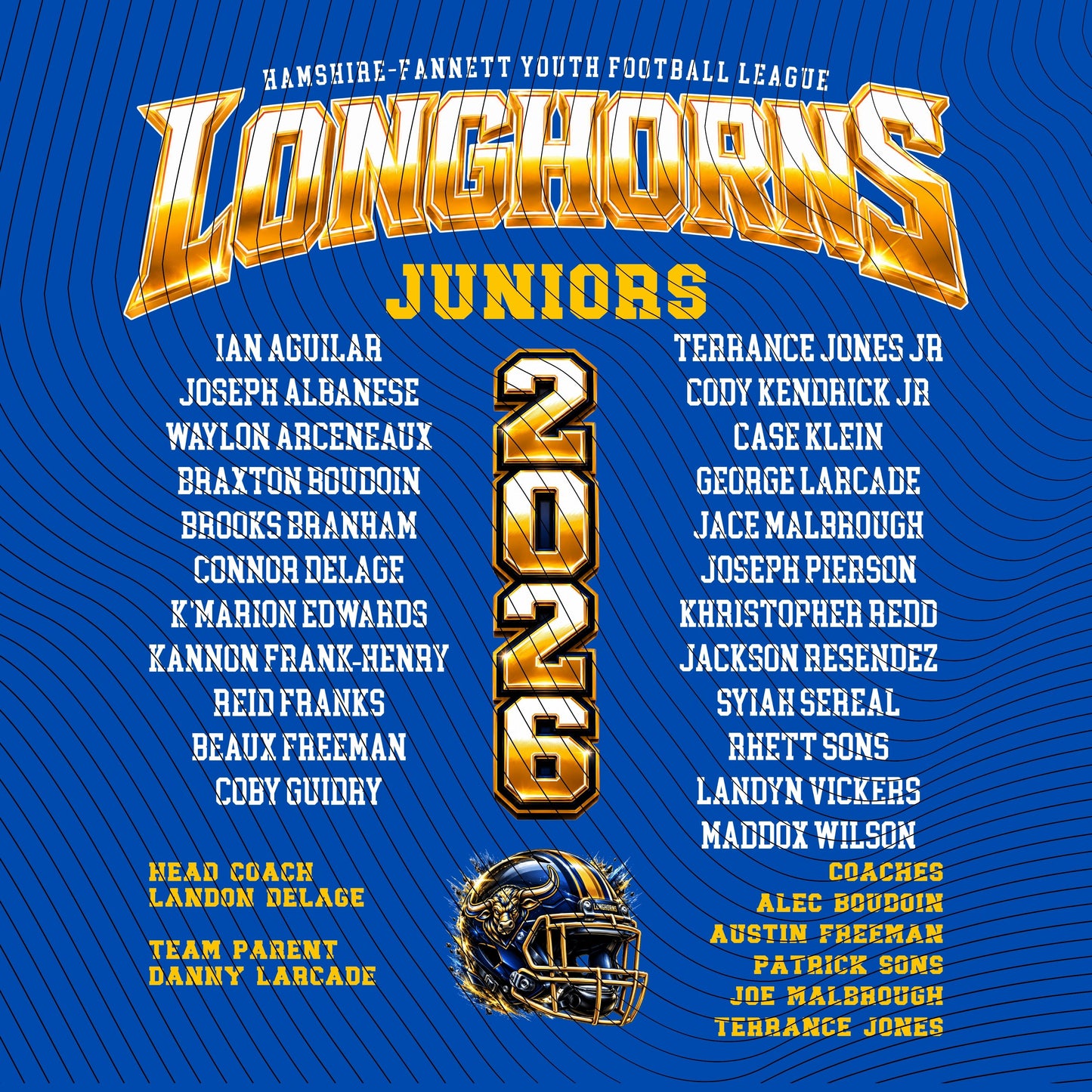 HFYFL 2026 JUNIORS Roster Shirt - PREORDER