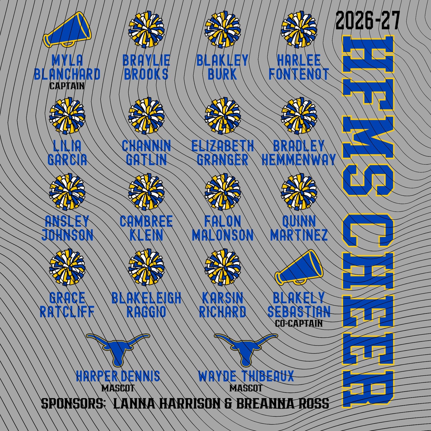HFMS Shorthorns Cheer Roster Shirt