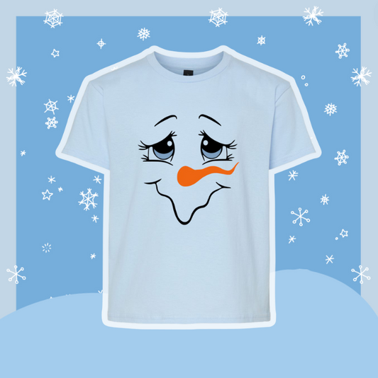 Melting Snowman Face Youth Shirt