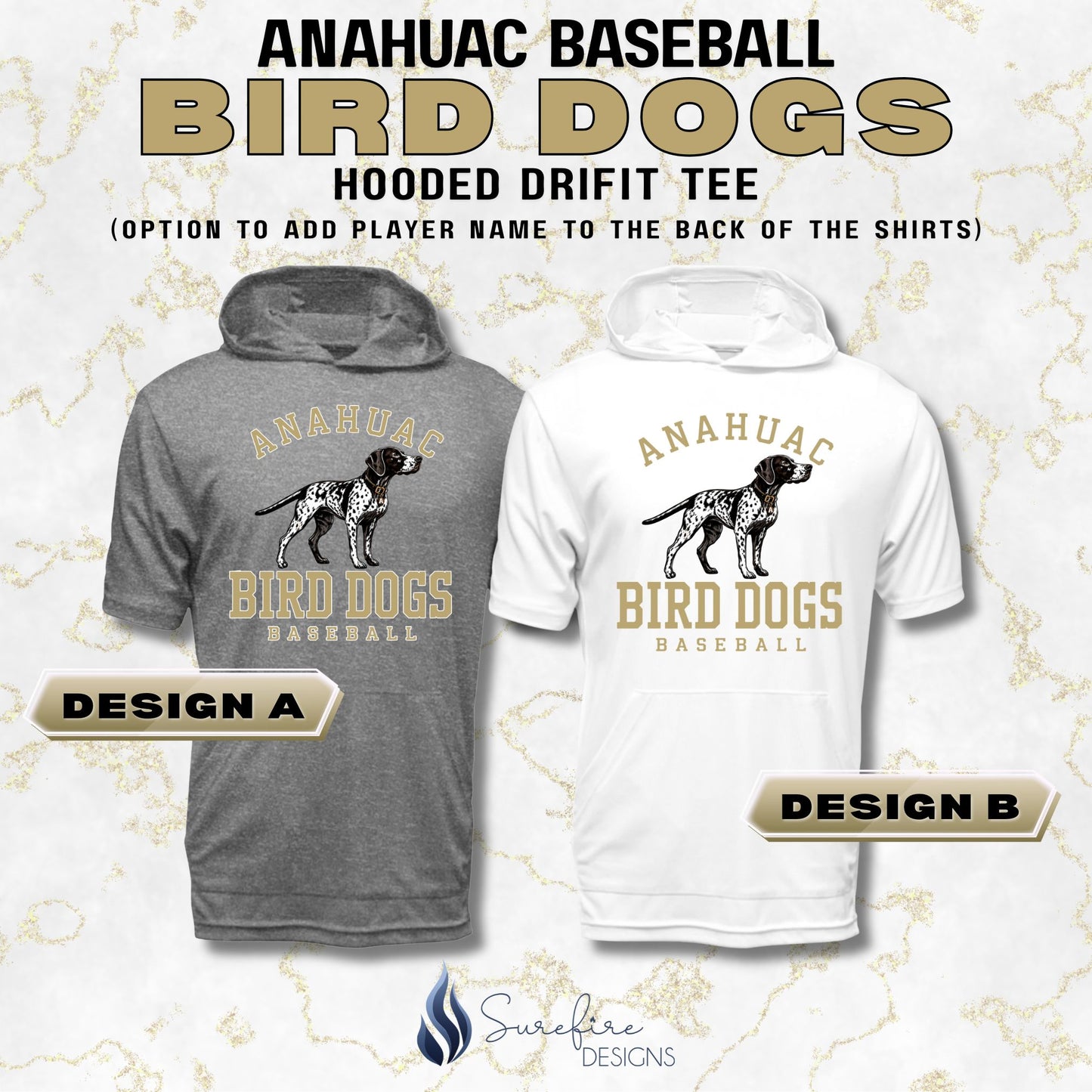 Anahuac Bird Dogs Baseball Hooded Drifit Tee - PREORDER