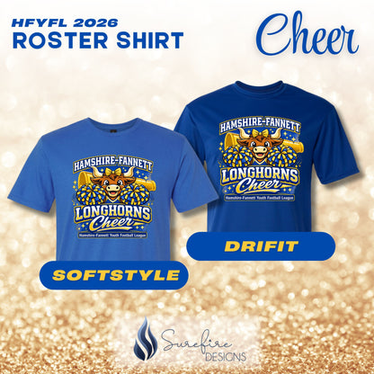 HFYFL 2026 CHEER Roster Shirt - PREORDER