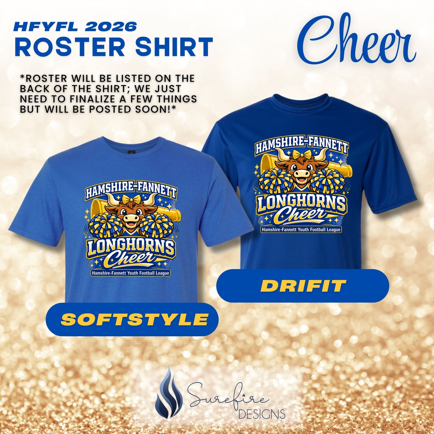 HFYFL 2026 CHEER Roster Shirt - PREORDER