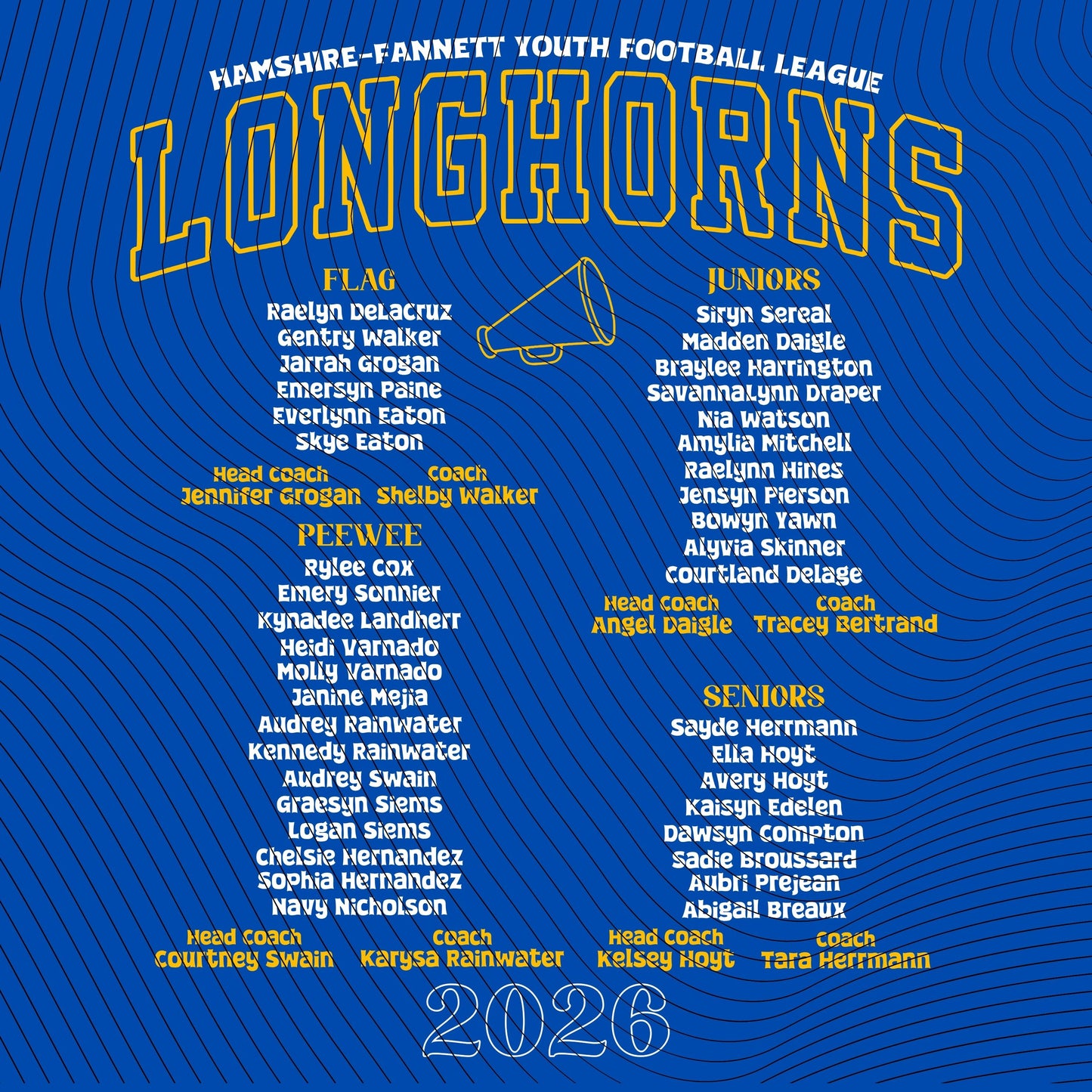 HFYFL 2026 CHEER Roster Shirt - PREORDER