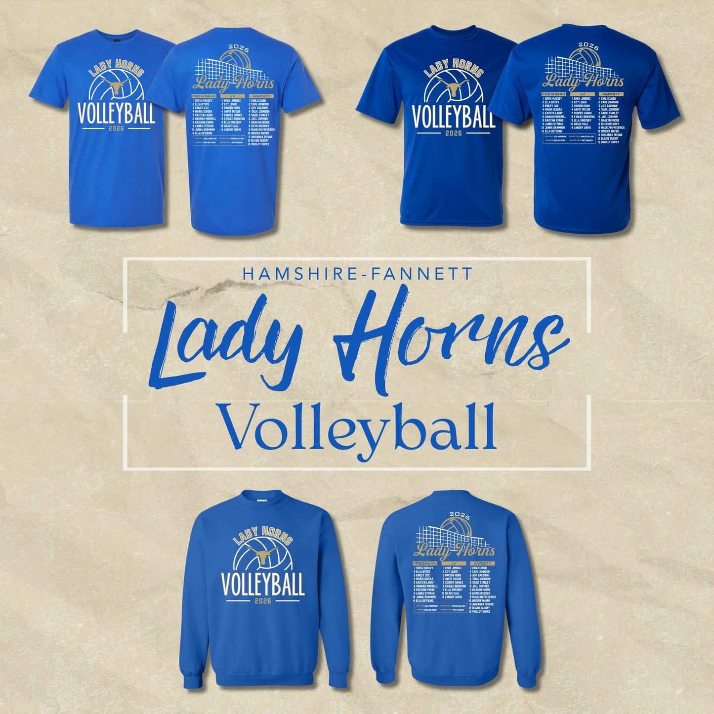 HFHS Volleyball Roster Shirts - PREORDER