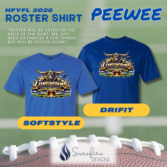 HFYFL 2026 PEEWEE Roster Shirt - PREORDER