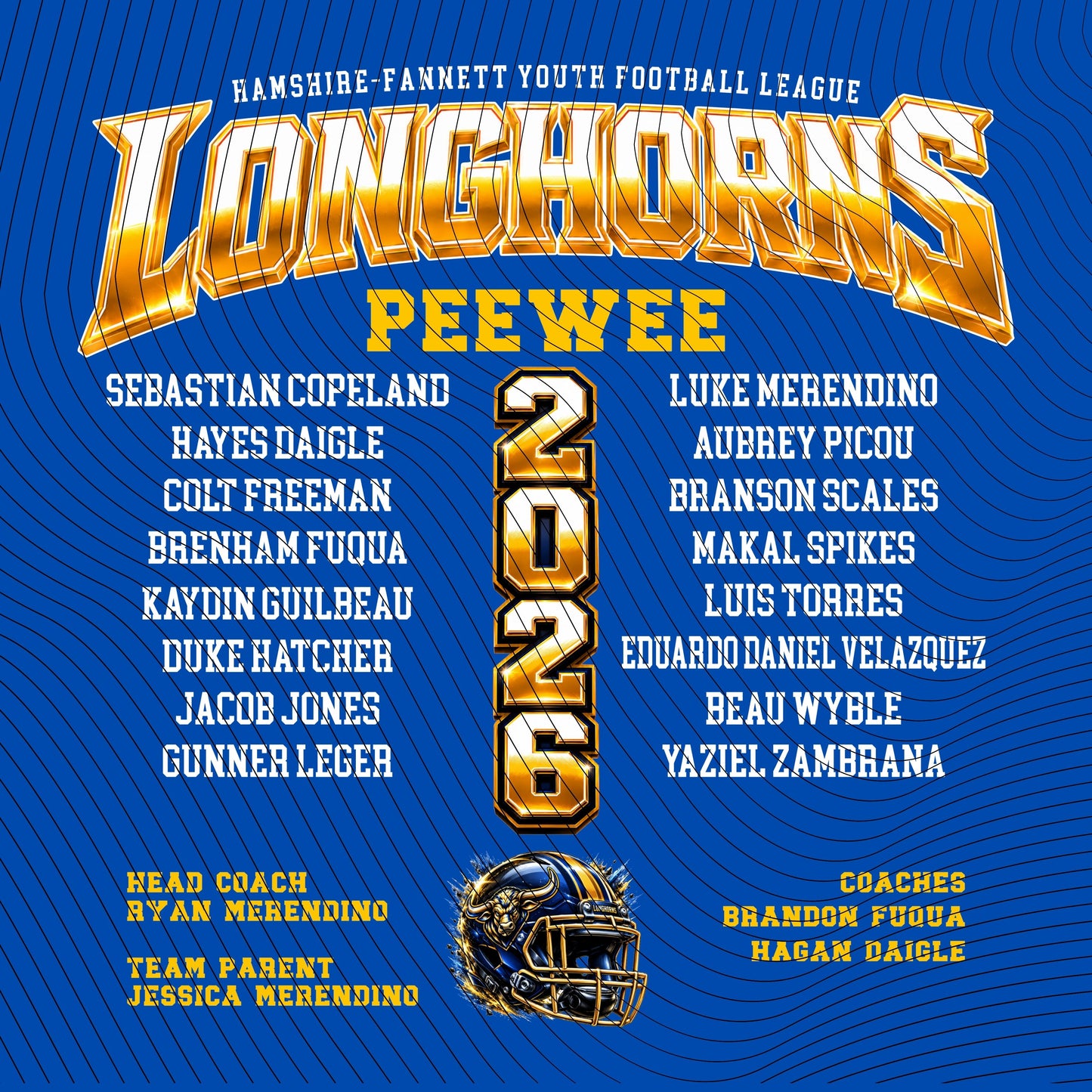 HFYFL 2026 PEEWEE Roster Shirt - PREORDER