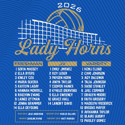 HFHS Volleyball Roster Shirts - PREORDER