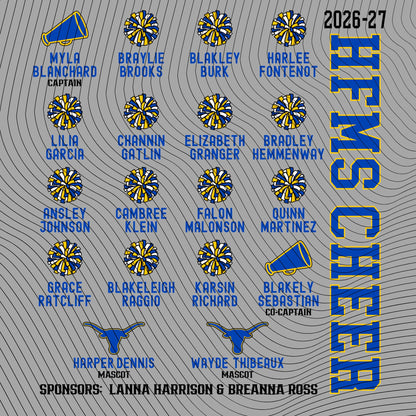 HFMS Shorthorns Cheer Roster Shirt