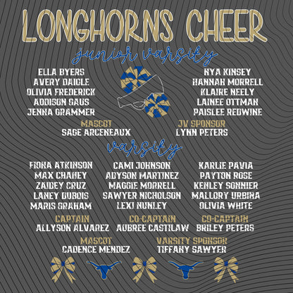 HFHS Cheer Fan Gear Roster Shirts