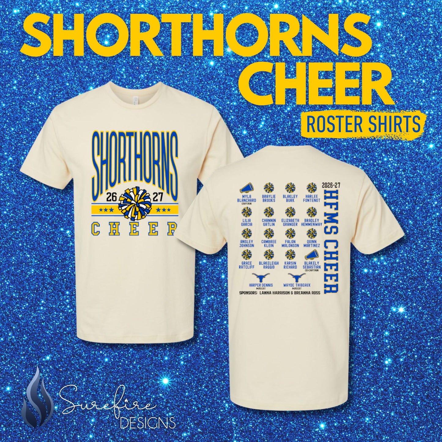 HFMS Shorthorns Cheer Roster Shirt