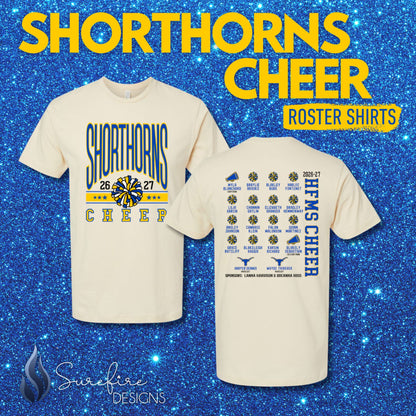 HFMS Shorthorns Cheer Roster Shirt