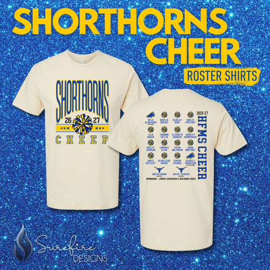 HFMS Shorthorns Cheer Roster Shirt